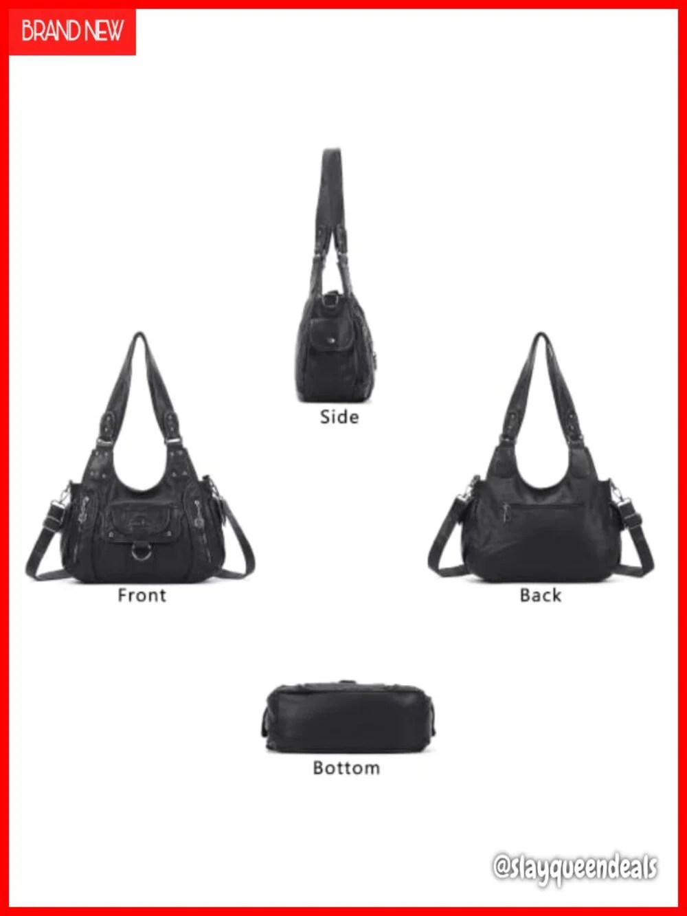 Vegan Leather Hobo Bag Women's Shoulder Purse with Adjustable Strap